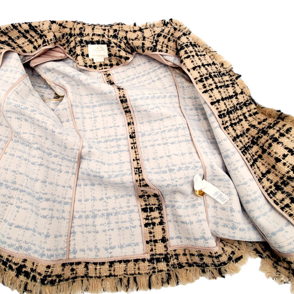 kate spade Beige and Black Tweed Fringed Blazer - Picture 6 of 11